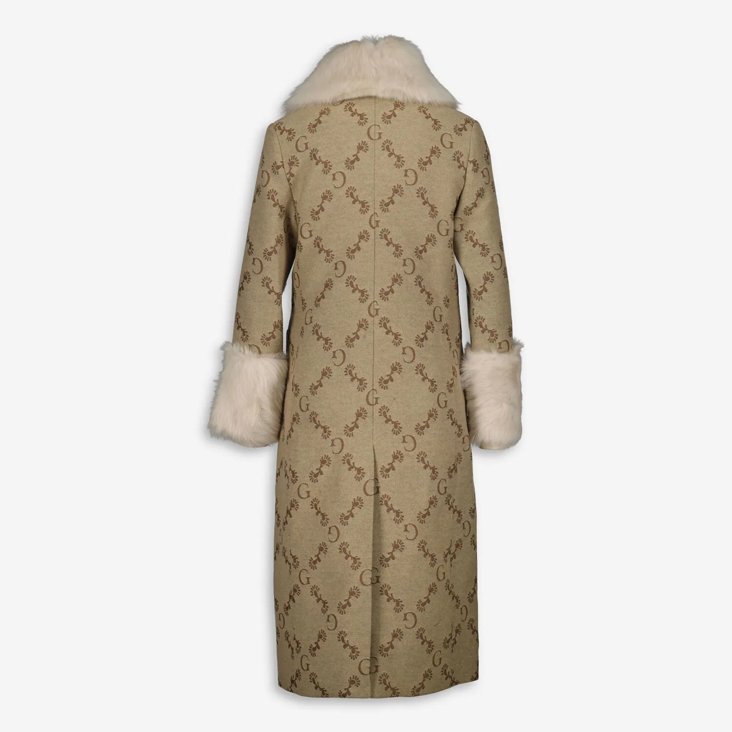 GANT  Toffee Beige Wool Jacquard Monogram Coat