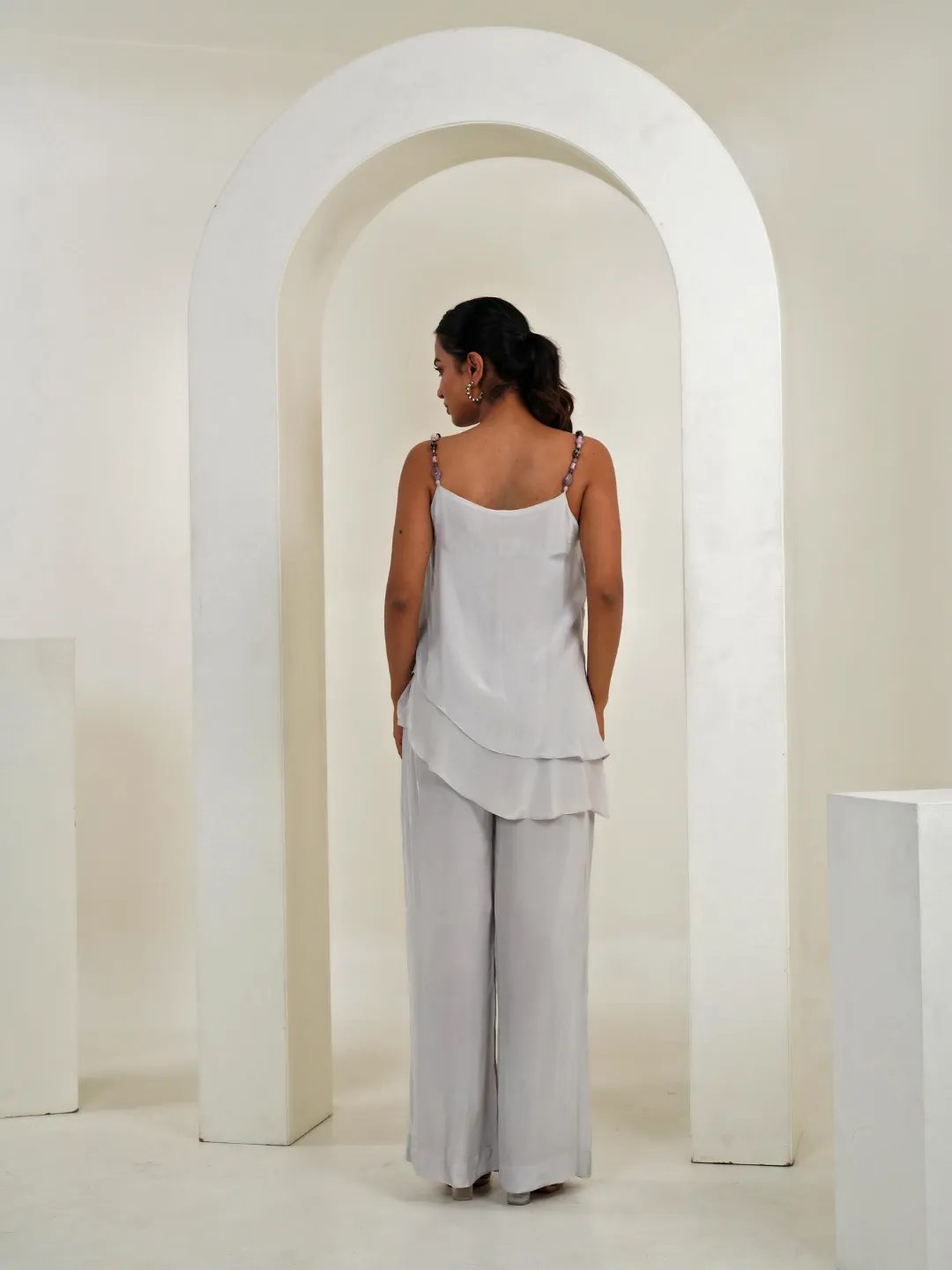 Gemstone Off-White Cotton Polyester Crepe Co-Ord Set