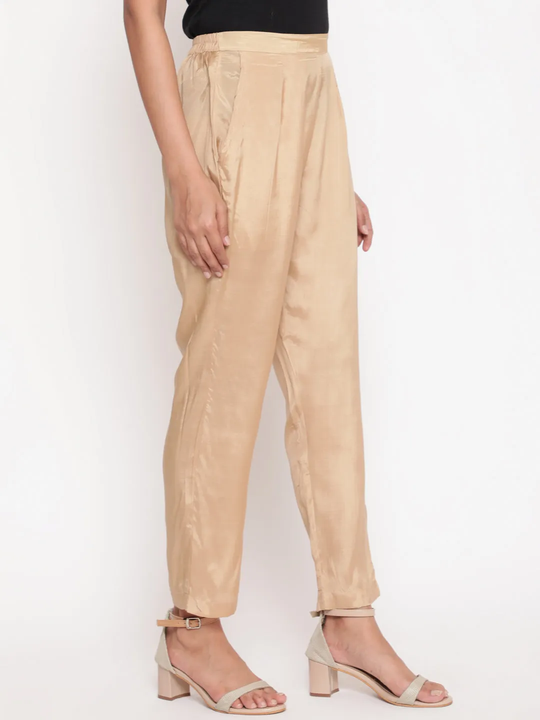 Gold Solid Straight Fit Shantoon Pant