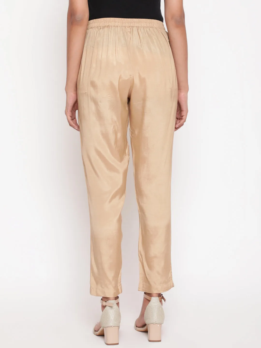 Gold Solid Straight Fit Shantoon Pant