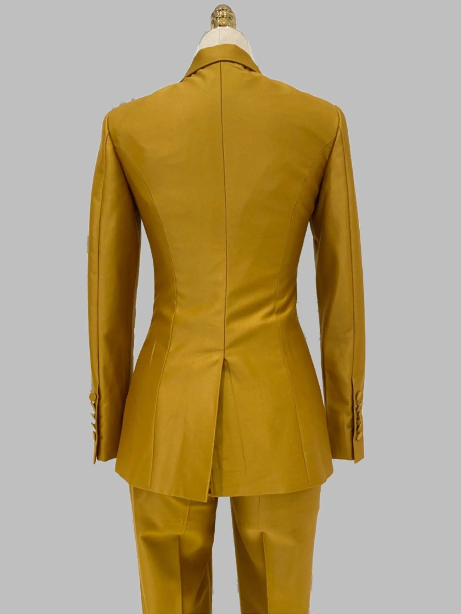 Golden Yellow Two-Piece Suit, Flared Pant Suit