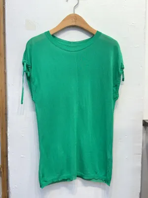 Green Knit Top with Drawstring Shoulders