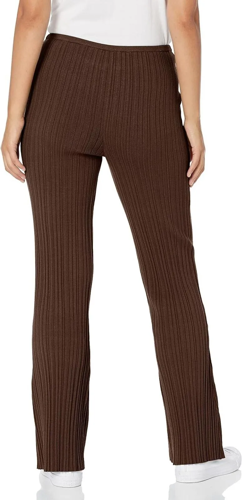 Guess Women's Carmella Rib Kick Flare Pant W2YB49Z2YN2 Dark Coffee Brown L