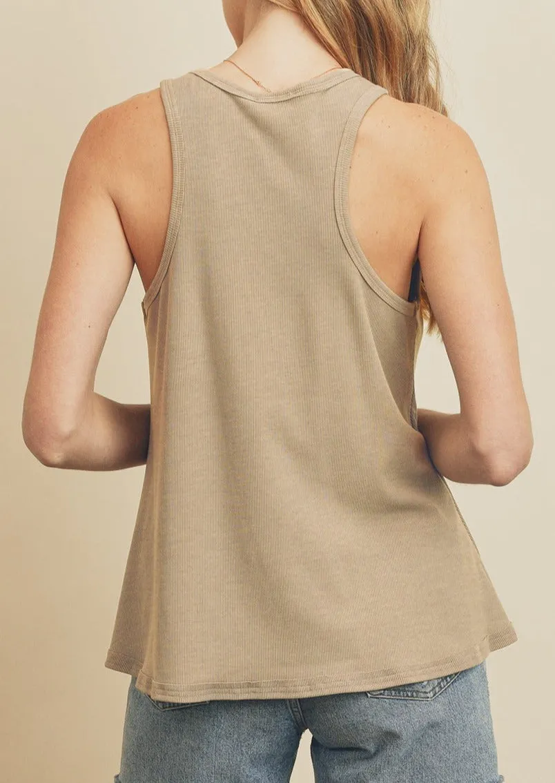 High Neck Flared Tank Top