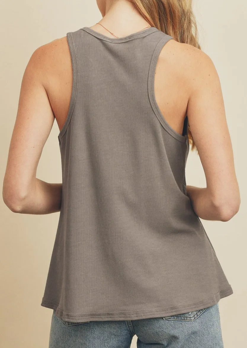 High Neck Flared Tank Top