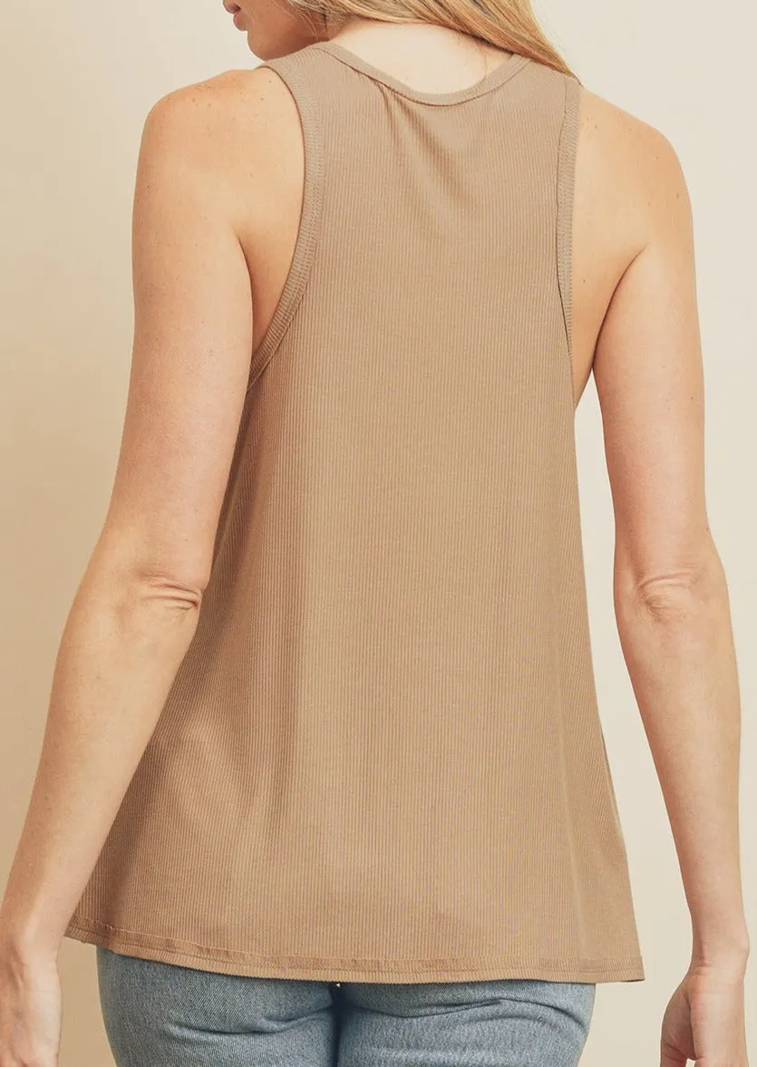 High Neck Flared Tank Top