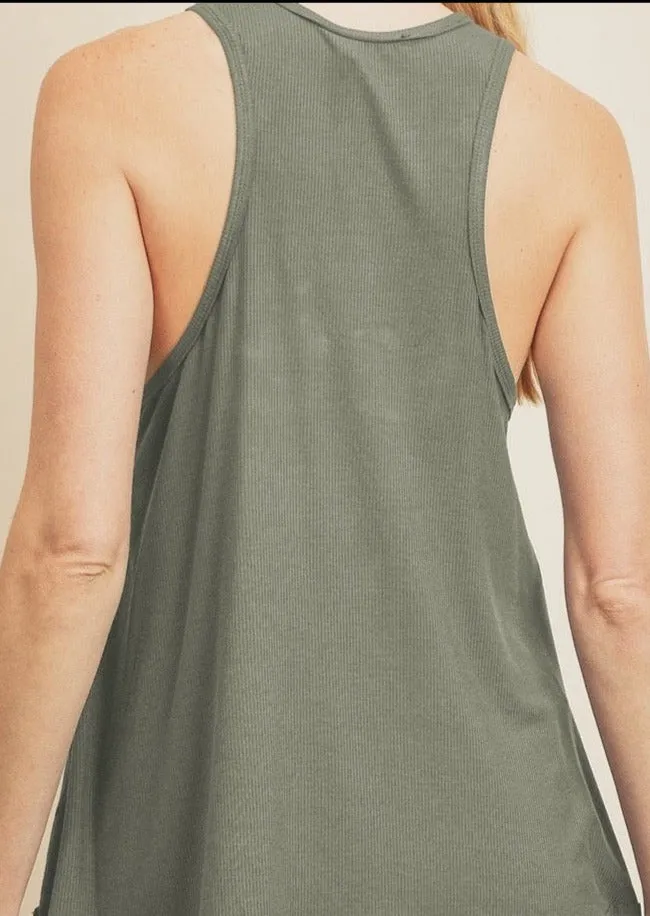 High Neck Flared Tank Top