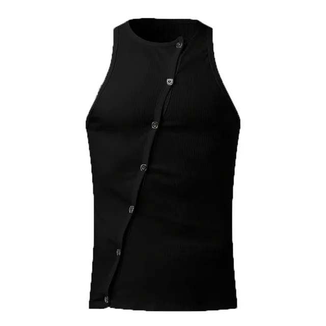 Irregular Button Down Solid Tank Top