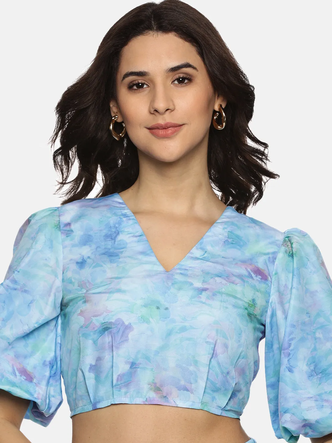 IS.U Floral Blue Cut And Sew Midaxi Co-ord Set