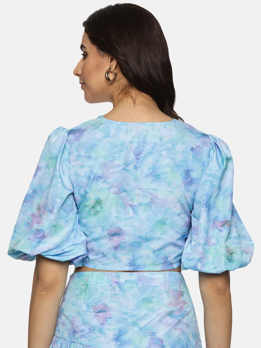 IS.U Floral Blue Cut And Sew Midaxi Co-ord Set