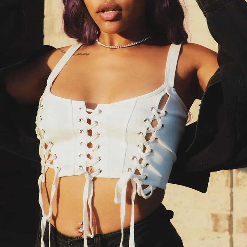 Lace-Up Crop Top