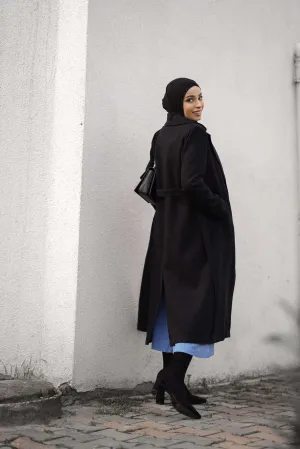 Long Belted Coat - Black