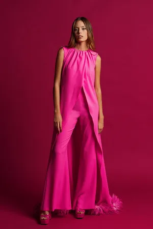 Long Envelope Blouse with Flared Pants