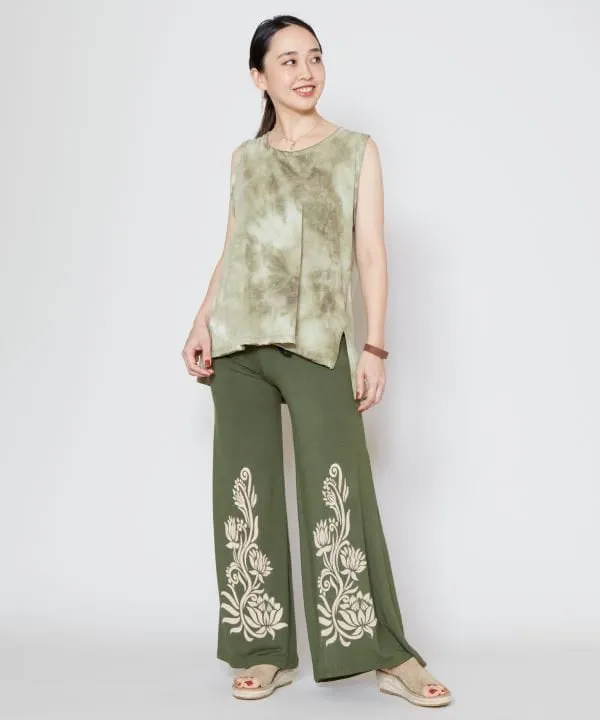 Lotus Print Flare Pants