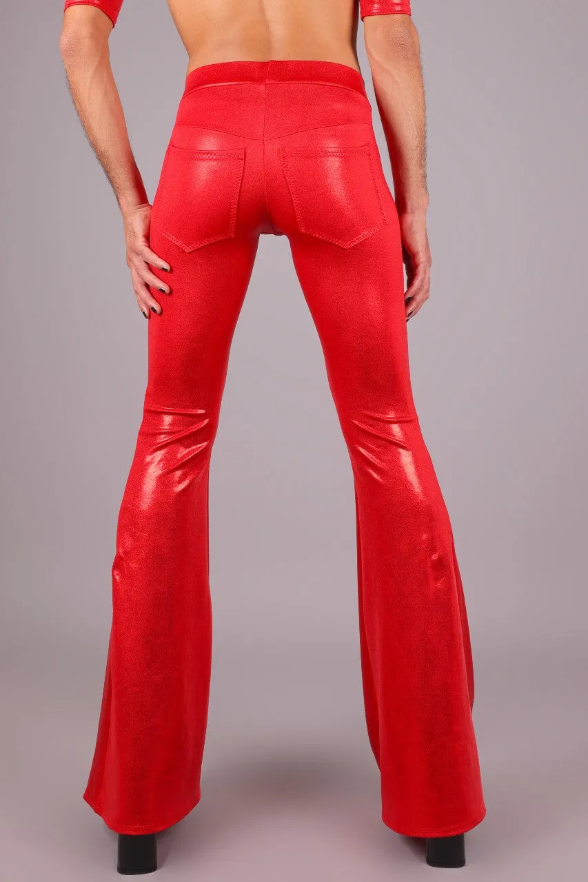 Low Waist Jeans Back Bell Bottom Leggings, Red