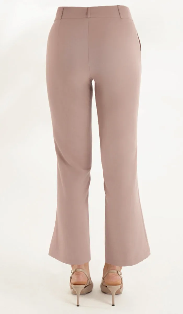 Lyla Tailored Stretch Flared Dress Pants - Taupe