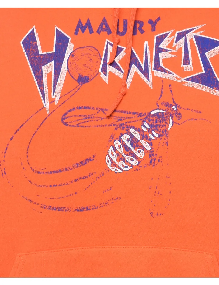 Maury Hornets Purple & Orange Graphic Printed Hoodie - M