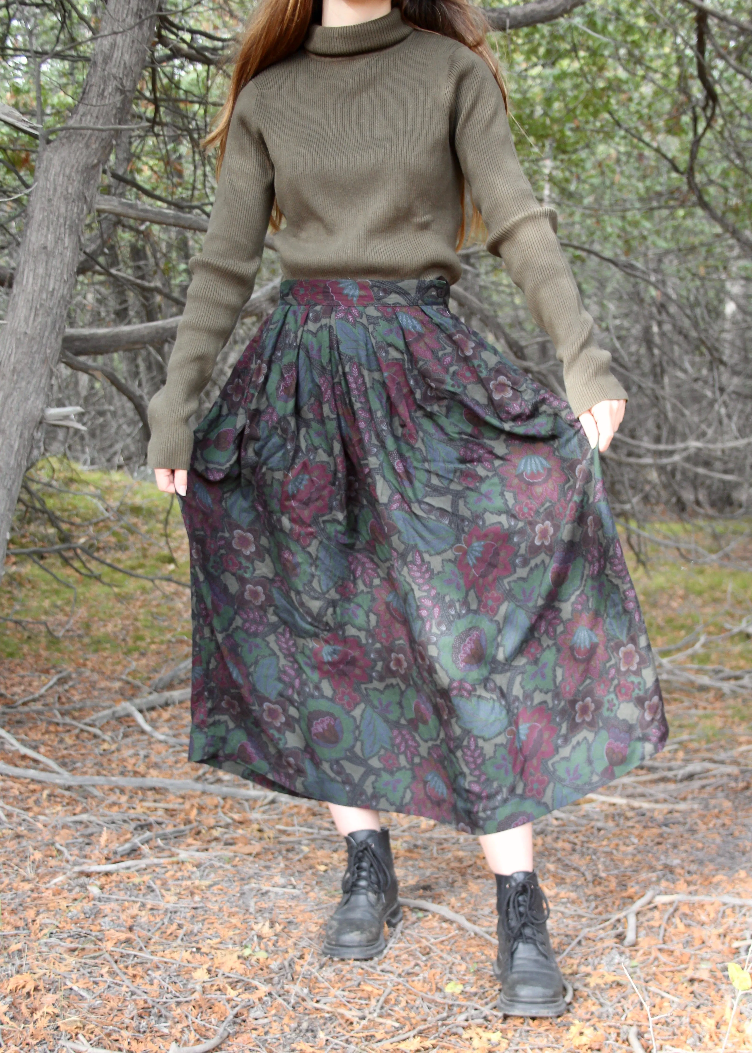 Melvyn Paul Dark Floral Midi Skirt - 27