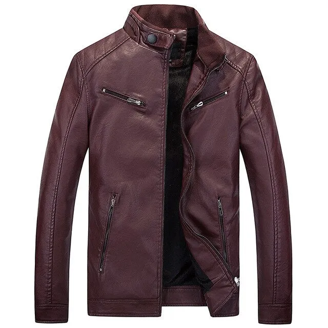 Mens Leather Jackets and Coats Pu Leather Jaqueta Jacket Man