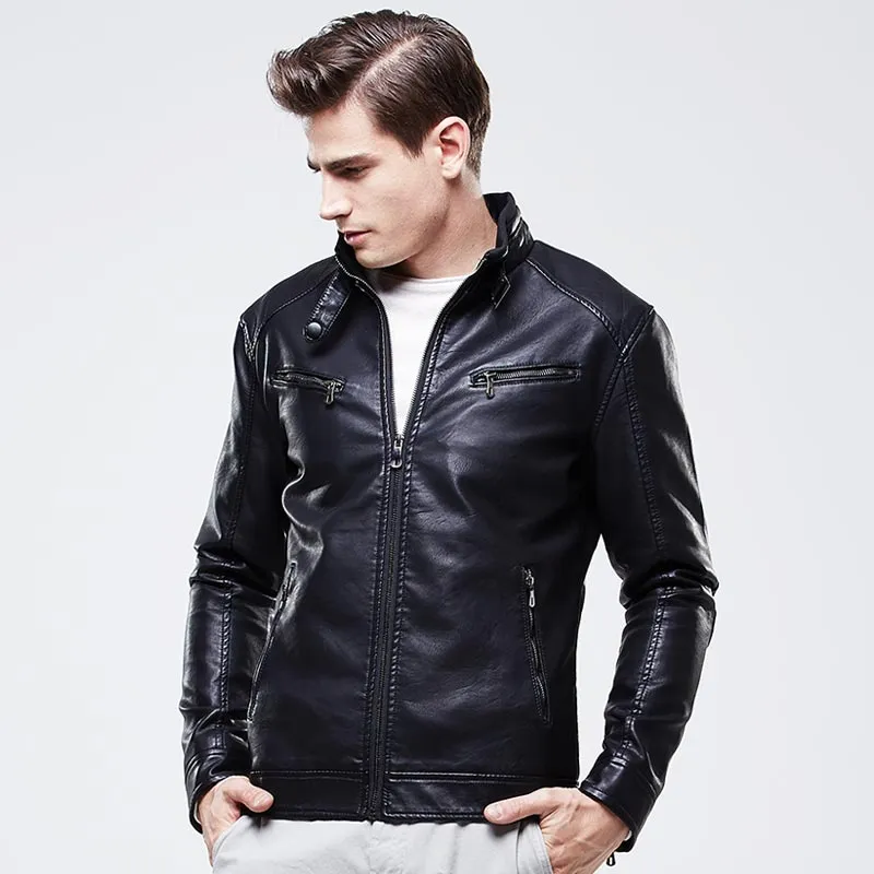 Mens Leather Jackets and Coats Pu Leather Jaqueta Jacket Man