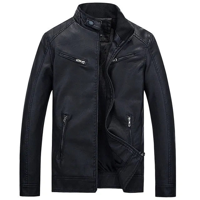 Mens Leather Jackets and Coats Pu Leather Jaqueta Jacket Man