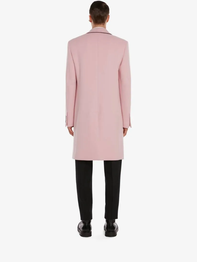 Men's Oversized Wool Felt Coat in Sugar Pink