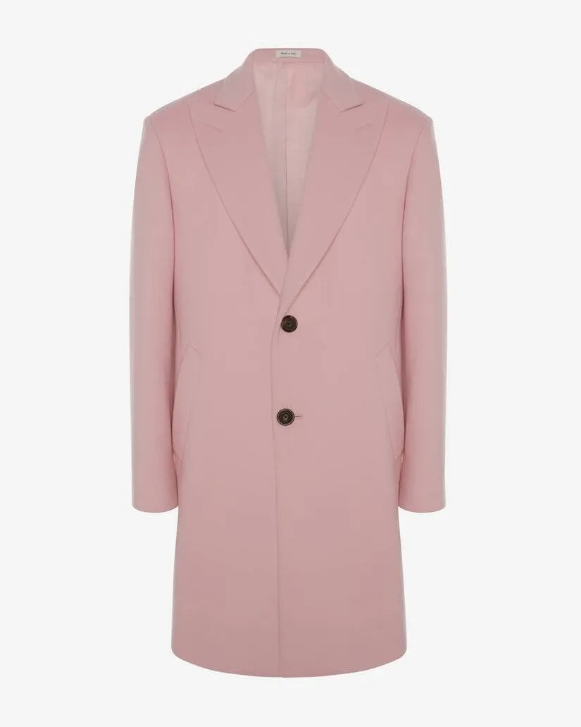 Men's Oversized Wool Felt Coat in Sugar Pink