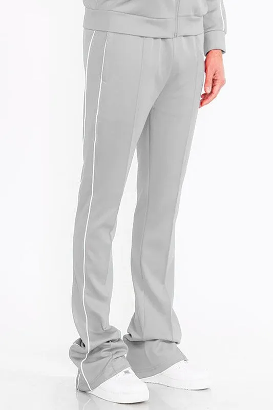 Mens Teal Green Side Pipe Stacked Flare Pants