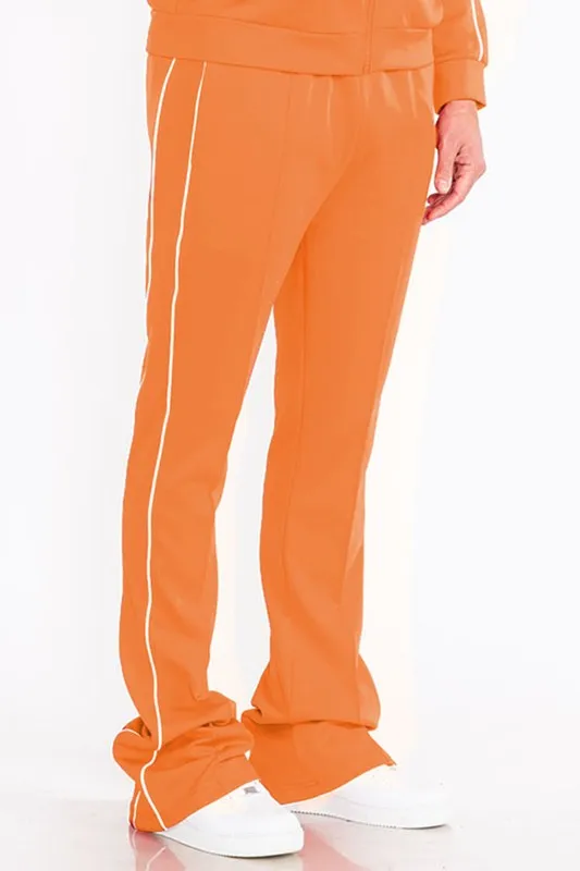 Mens Teal Green Side Pipe Stacked Flare Pants