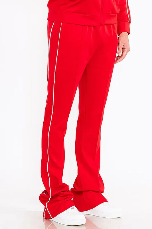 Mens Teal Green Side Pipe Stacked Flare Pants