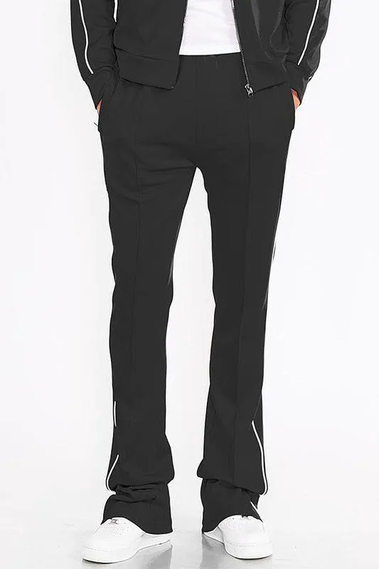 Mens Teal Green Side Pipe Stacked Flare Pants
