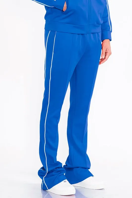 Mens Teal Green Side Pipe Stacked Flare Pants