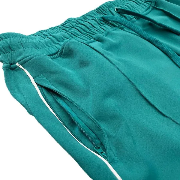 Mens Teal Green Side Pipe Stacked Flare Pants