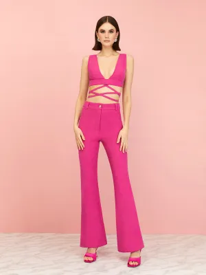 Nocturne High-Waisted Slit Pants Fuchsia
