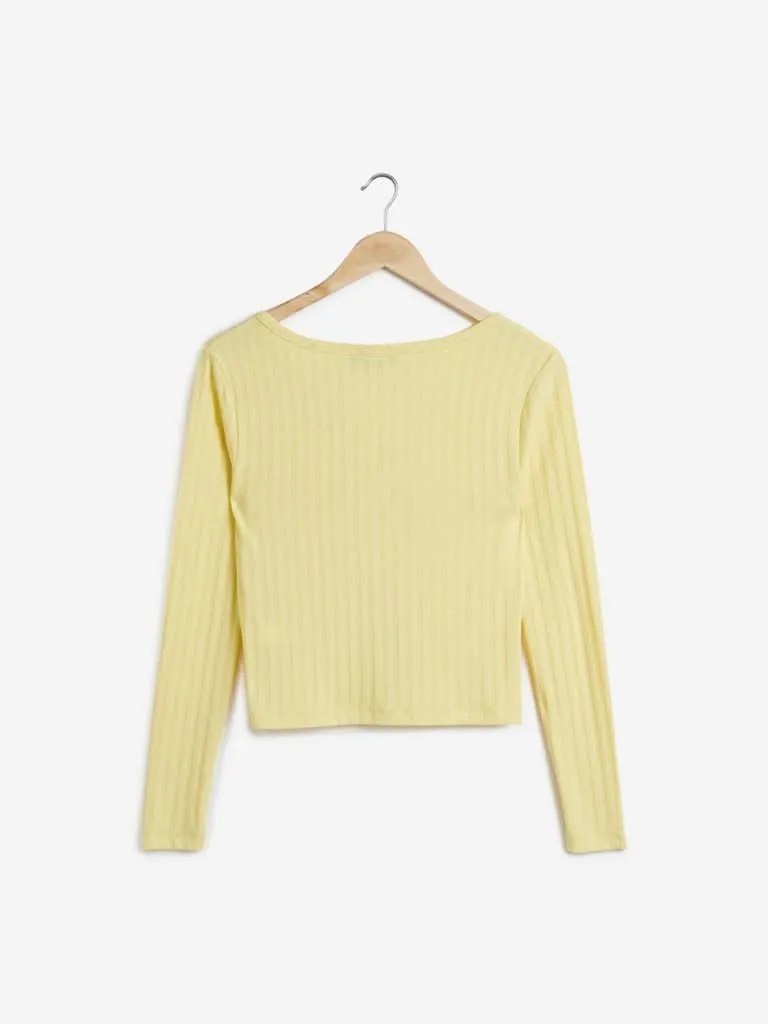 Nuon Yellow Knitted Bart Top