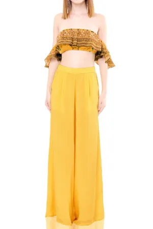 Off Shoulder Yellow Crop Top