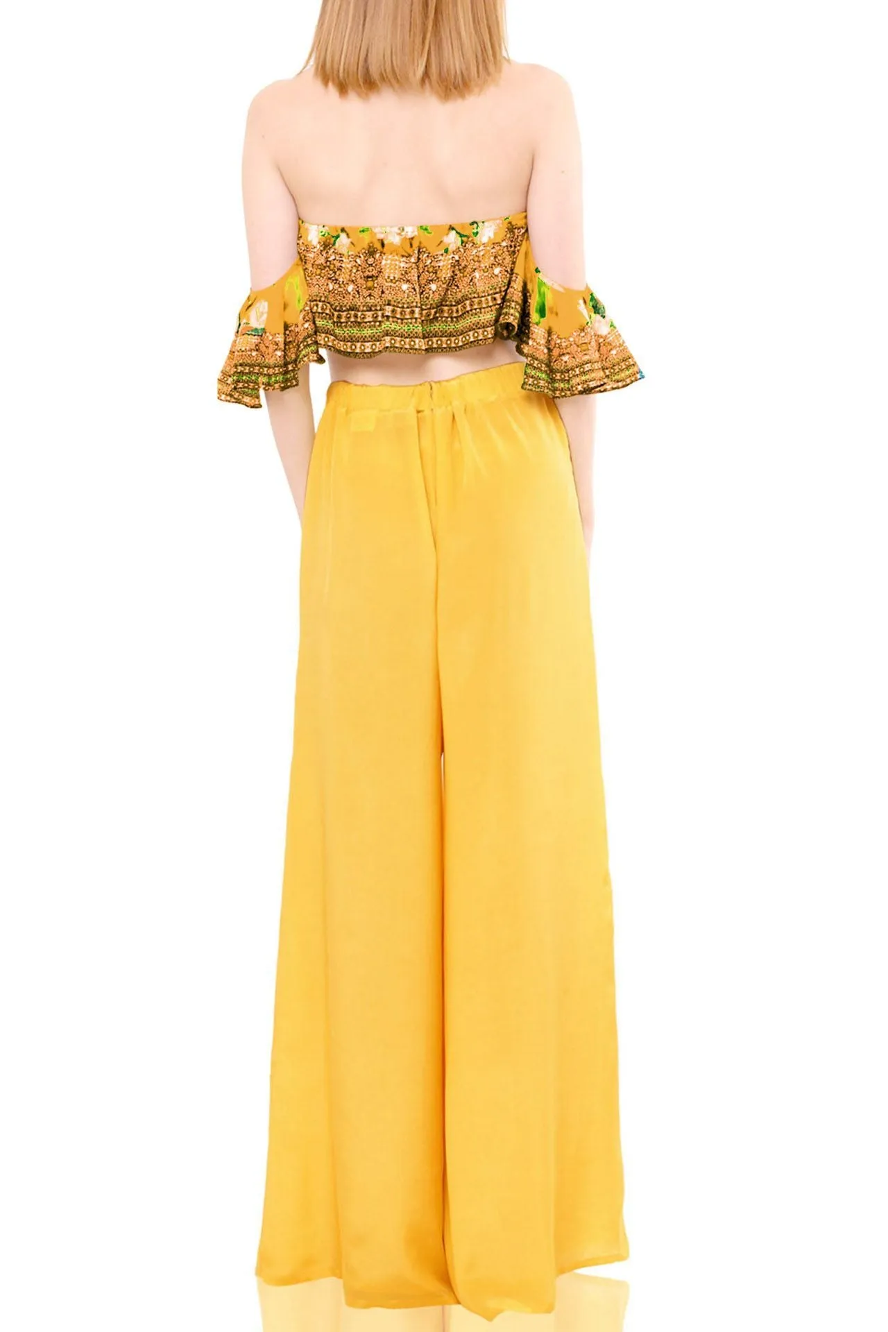 Off Shoulder Yellow Crop Top