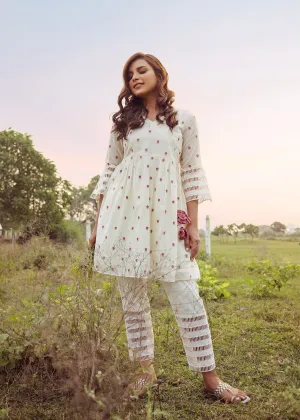 Off White Gathered Angrakha With Pants