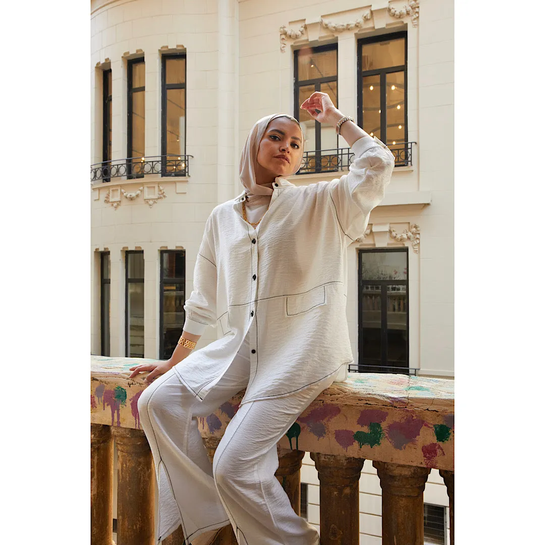Off white linen oversized set