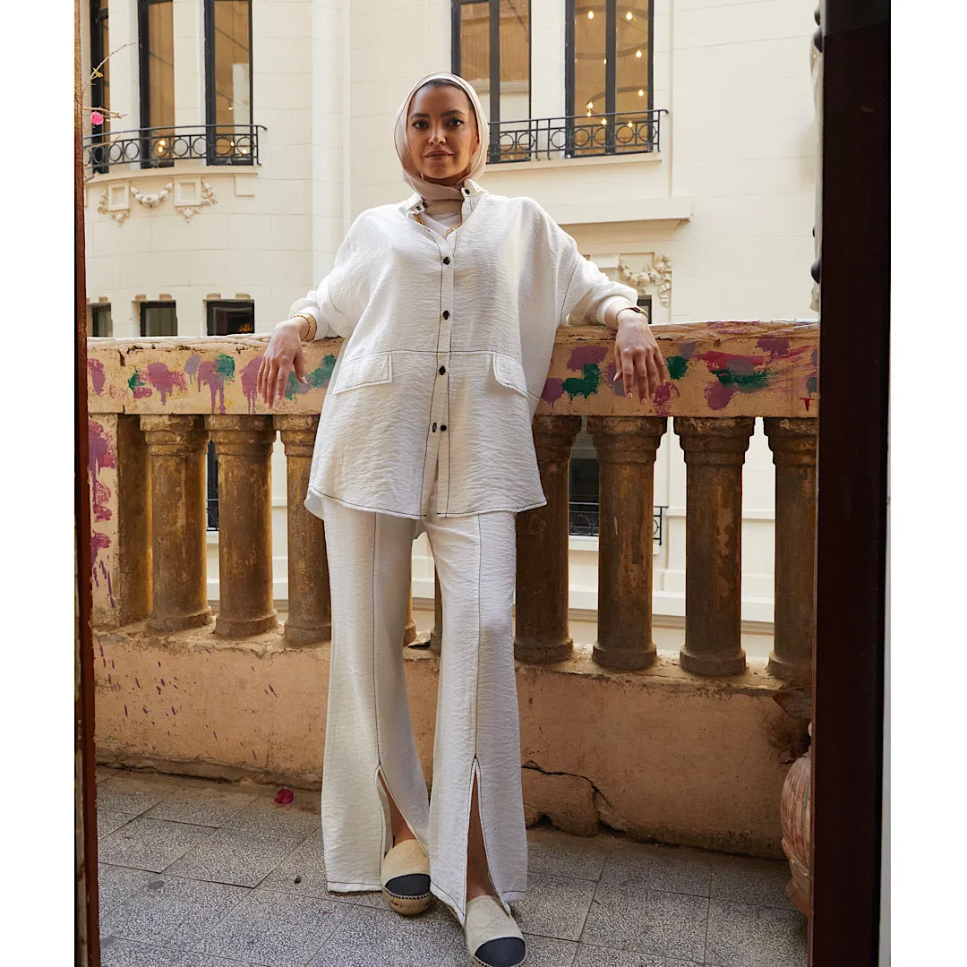 Off white linen oversized set