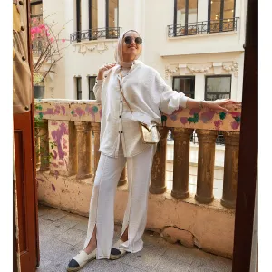 Off white linen oversized set