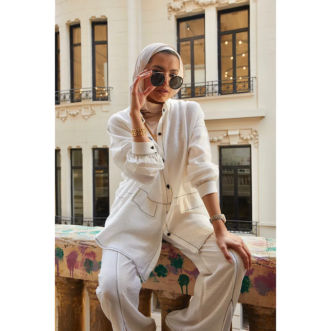 Off white linen oversized set