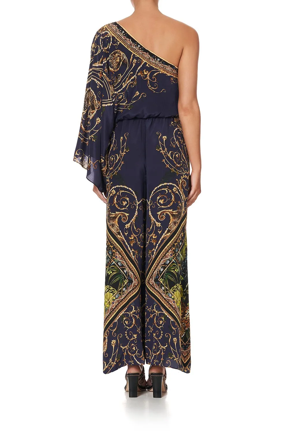 One Shoulder Flared Jumpsuit- Seven Day Weekend