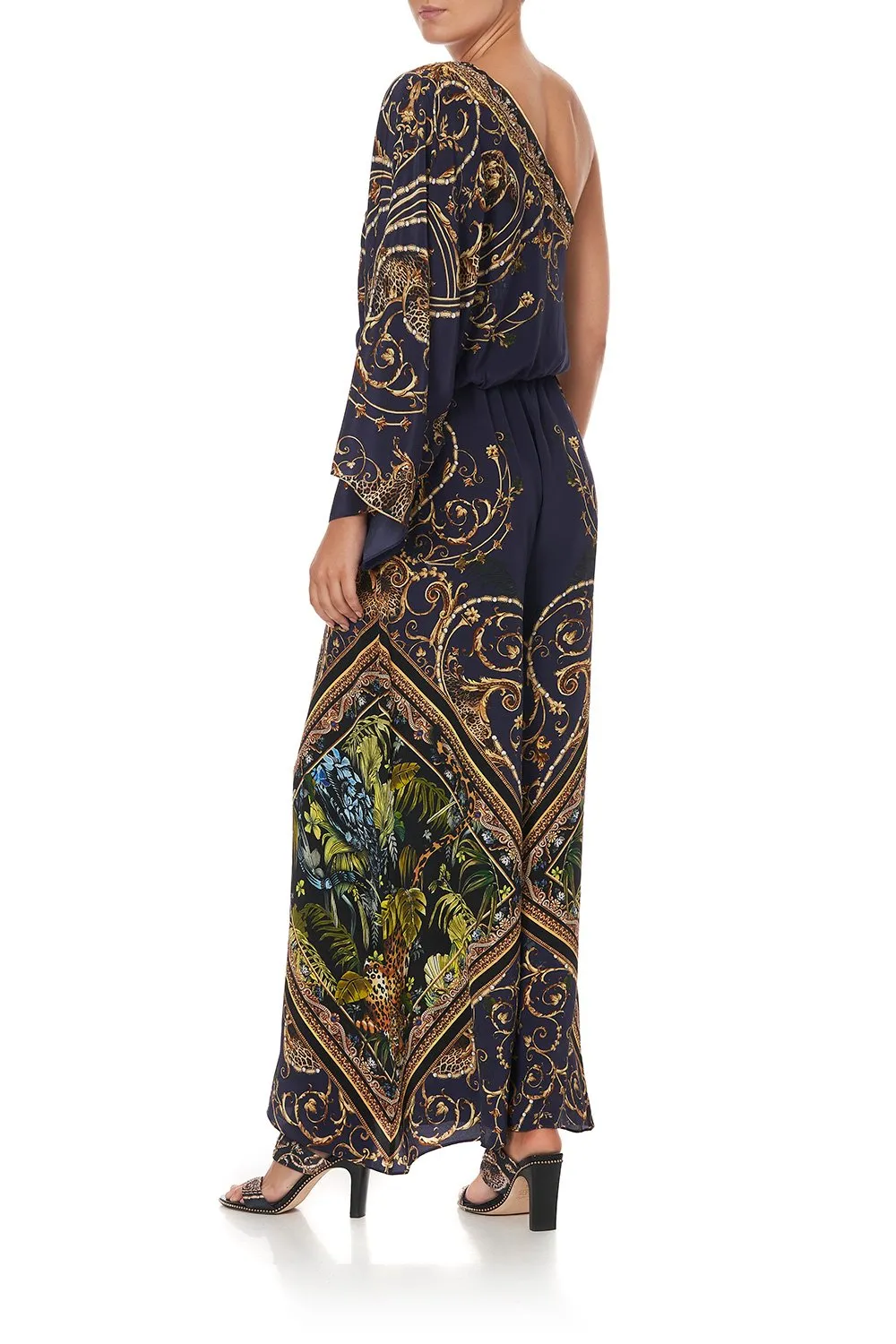 One Shoulder Flared Jumpsuit- Seven Day Weekend
