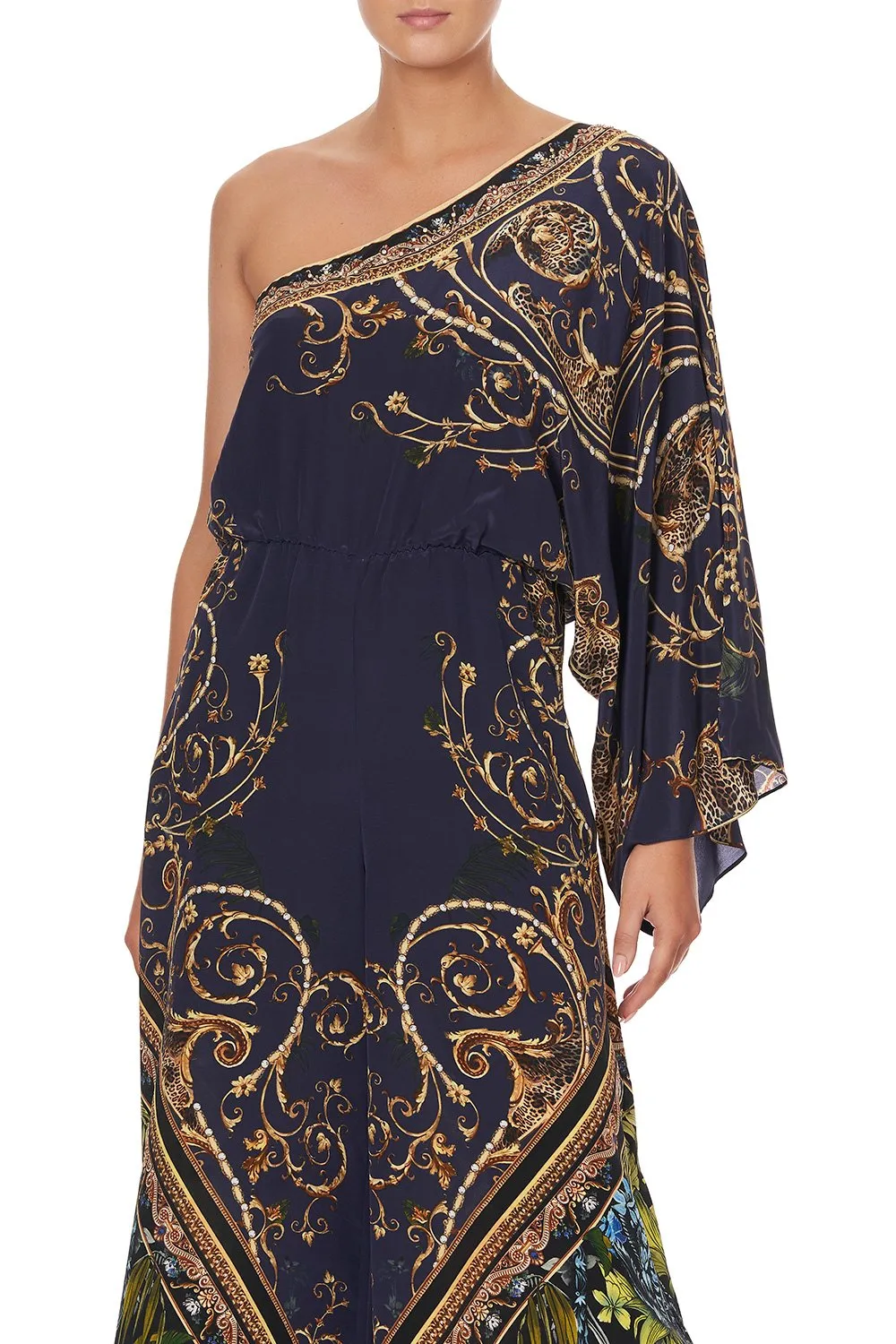 One Shoulder Flared Jumpsuit- Seven Day Weekend