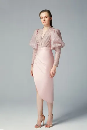 Organza Lurex Top with Mikado Midi Skirt