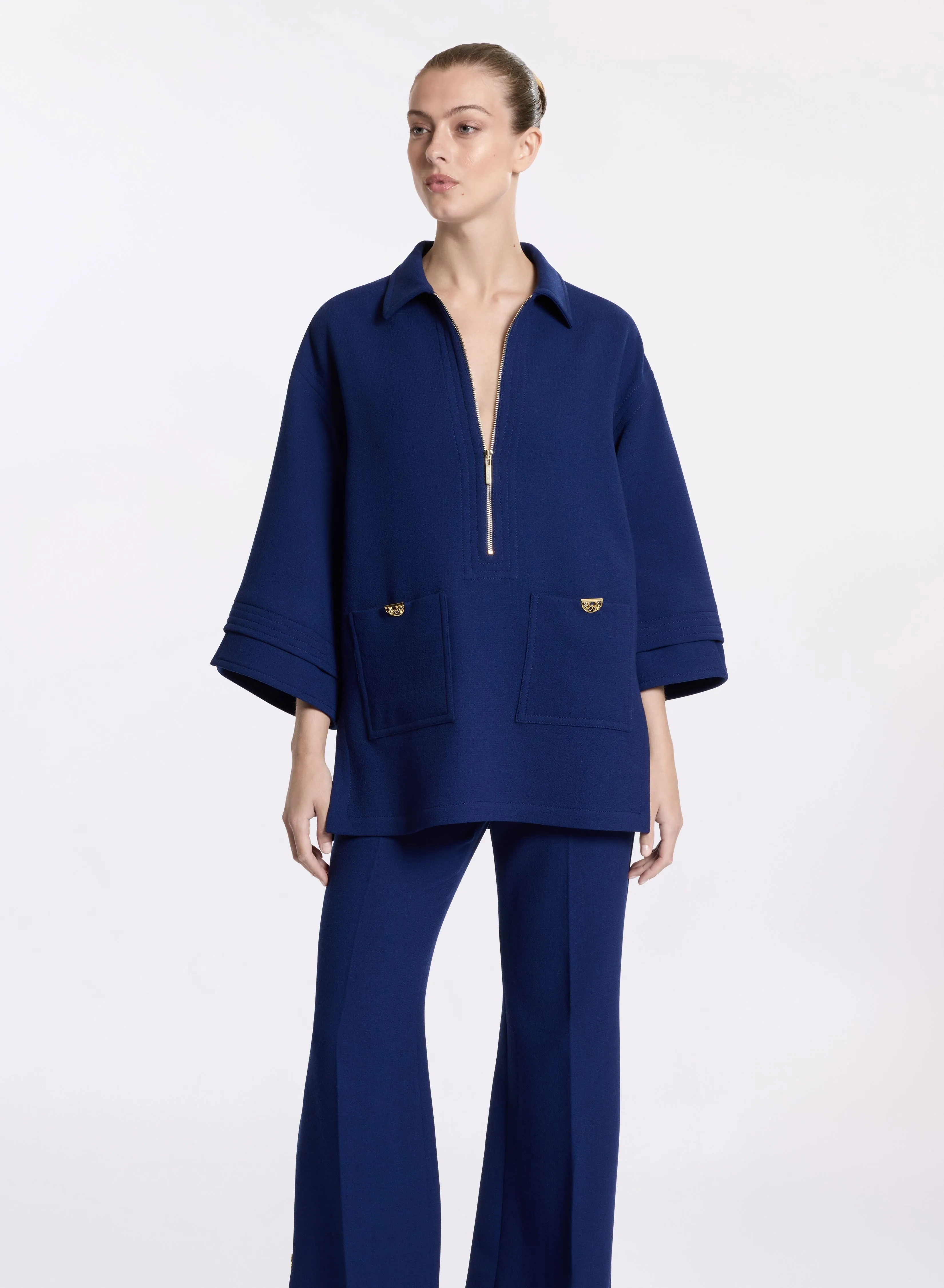 Oversized Wool Crepe Blouse