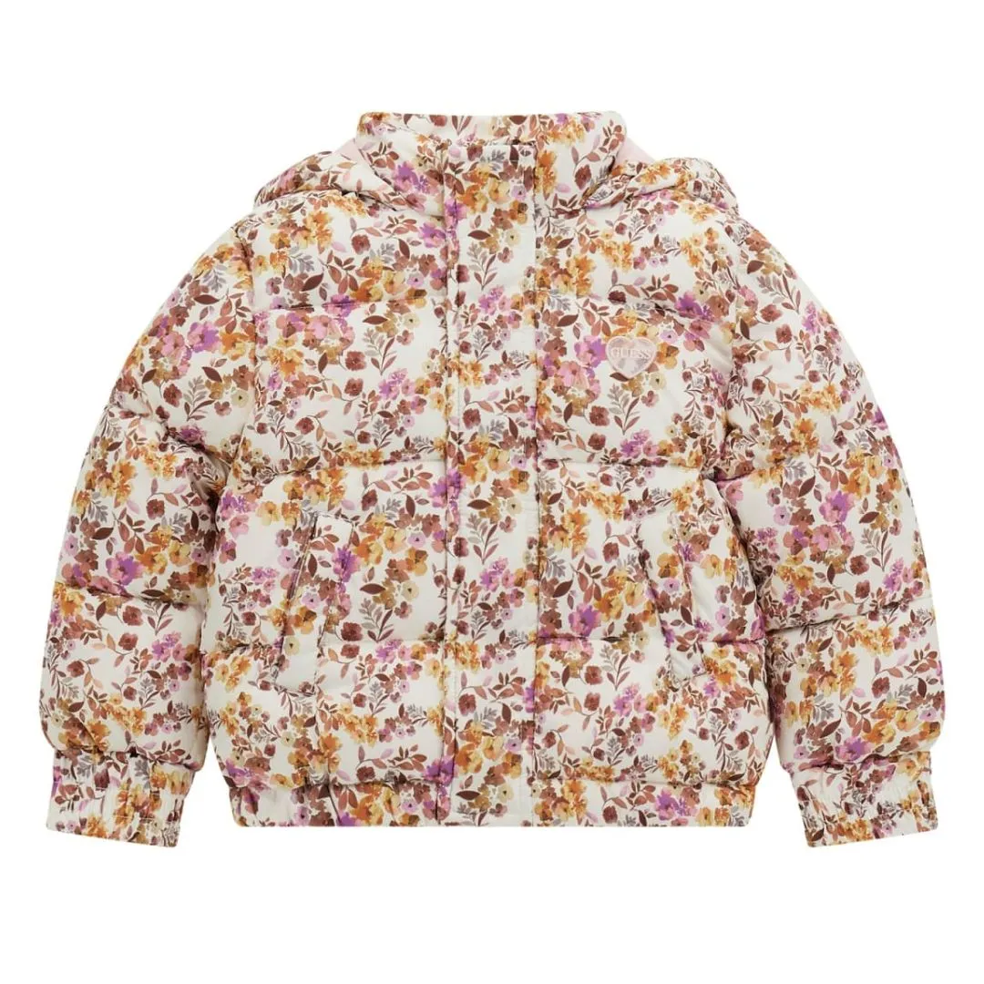 Pink Floral Puffer Jacket