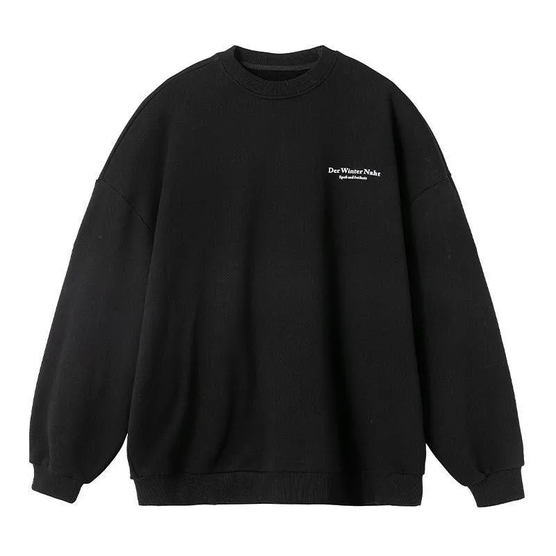 Retro American Printed Crew Neck Sweatshirt - Loose Fit Street Fashion Pullover