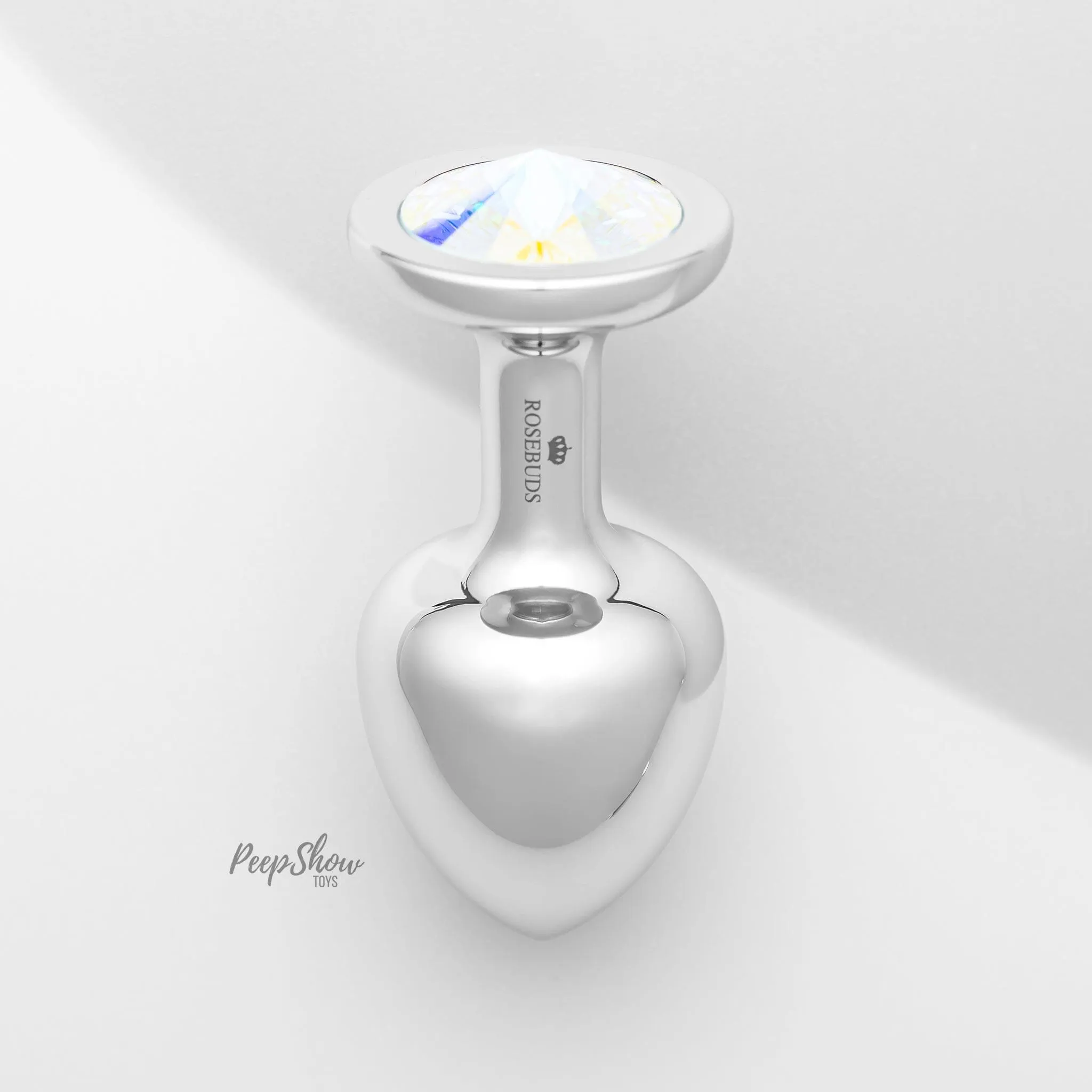 Rosebuds Stainless Steel Butt Plug - Aurora Borealis Crystal